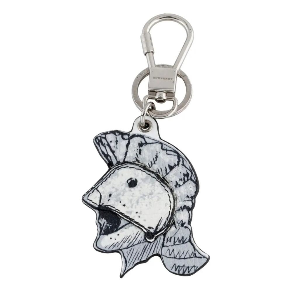 NWT Burberry Helmet Charm Black and White Keychain with Silver Hardware - Picture 8 of 8